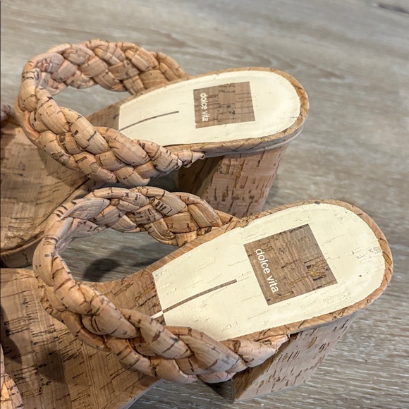 EUC [Dolce Vita] Ashby Cork Braided Slip-On Black Heel Sandals Women’s 7.5 - Picture 9 of 10